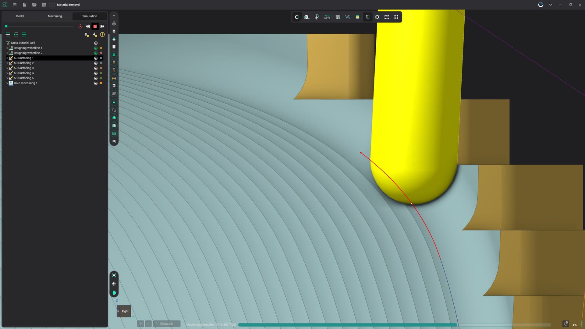 Material removal simulation