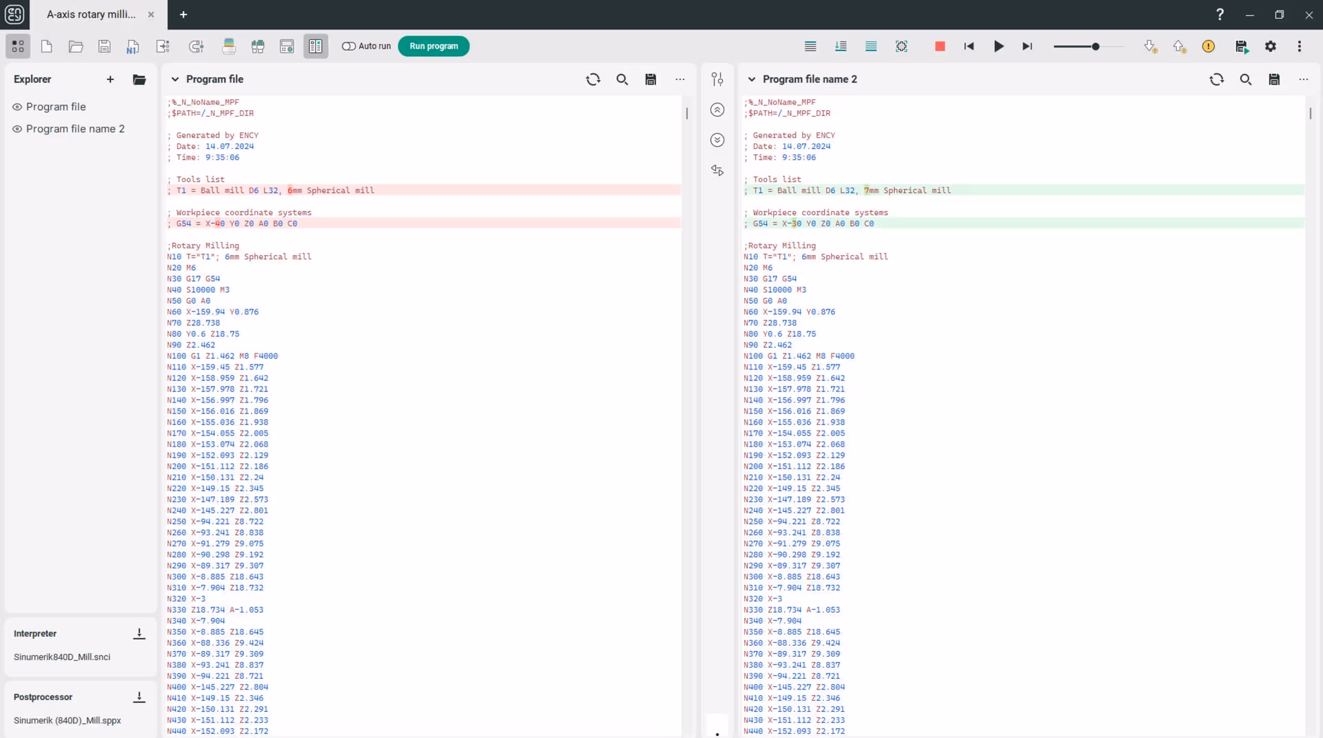 NC-code files compare