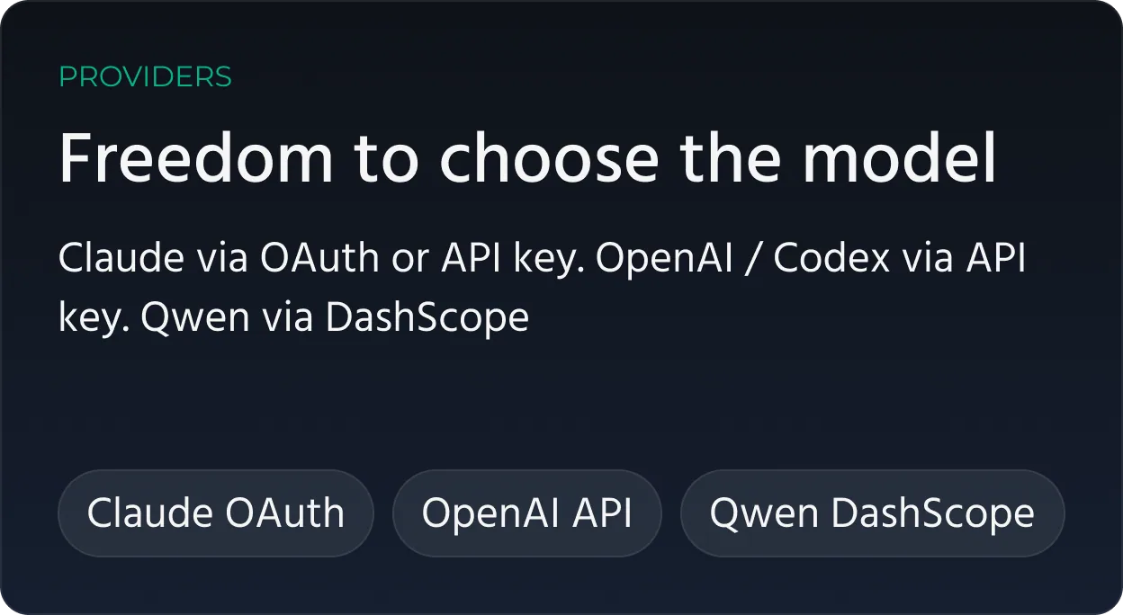 AI provider selection in ENCY with Claude, OpenAI and Qwen