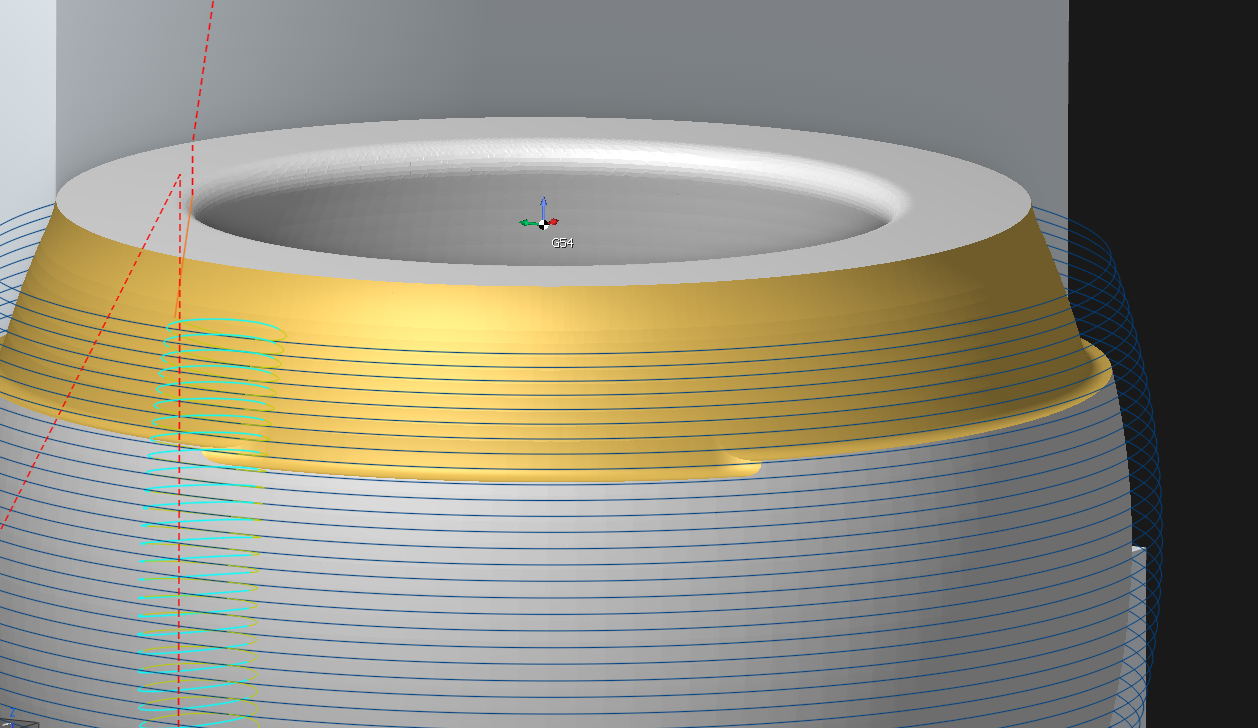 SWARF axial passes in ENCY: a tall wall flank-milled in several axial levels
