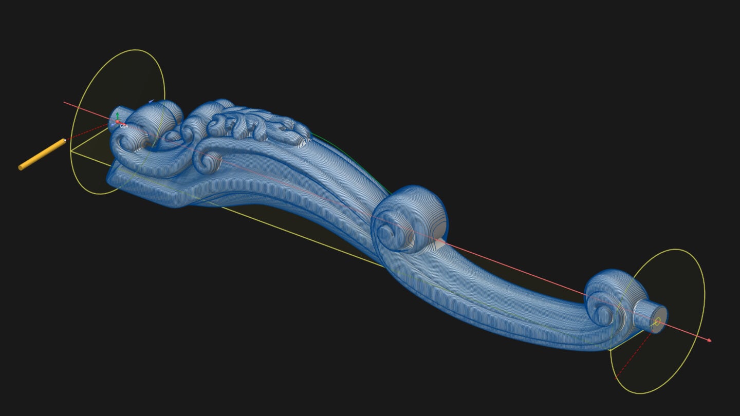 A decorative rotary axis component displayed on a dark background.