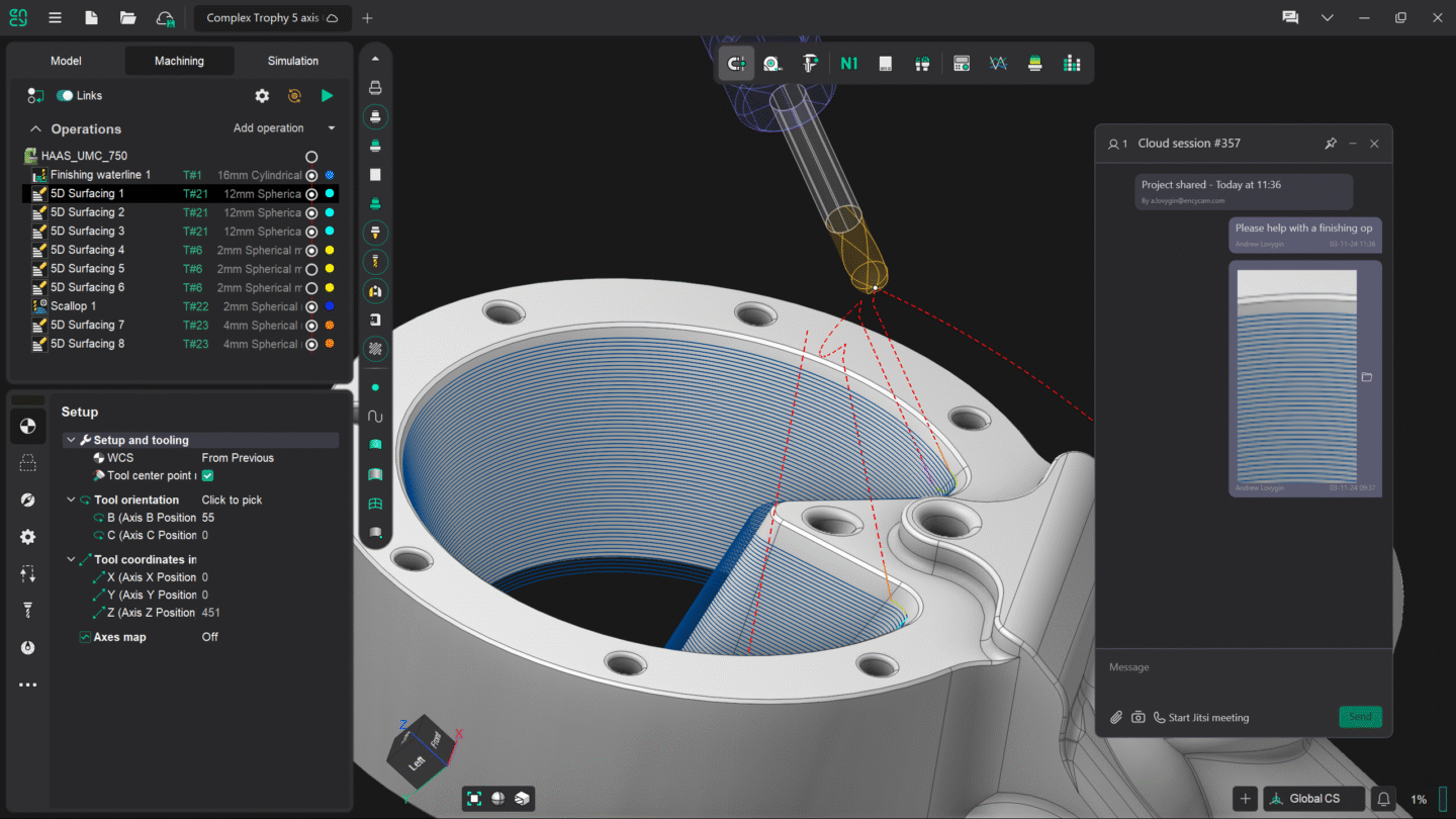 A 3D modeling software interface showcasing a detailed component design.