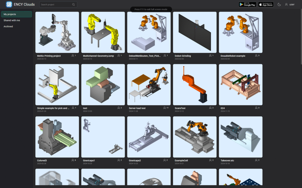 A grid of robotic models and automated machinery illustrations.
