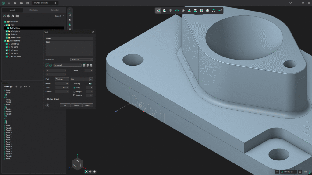 A 3D model of a mechanical component is displayed in software.