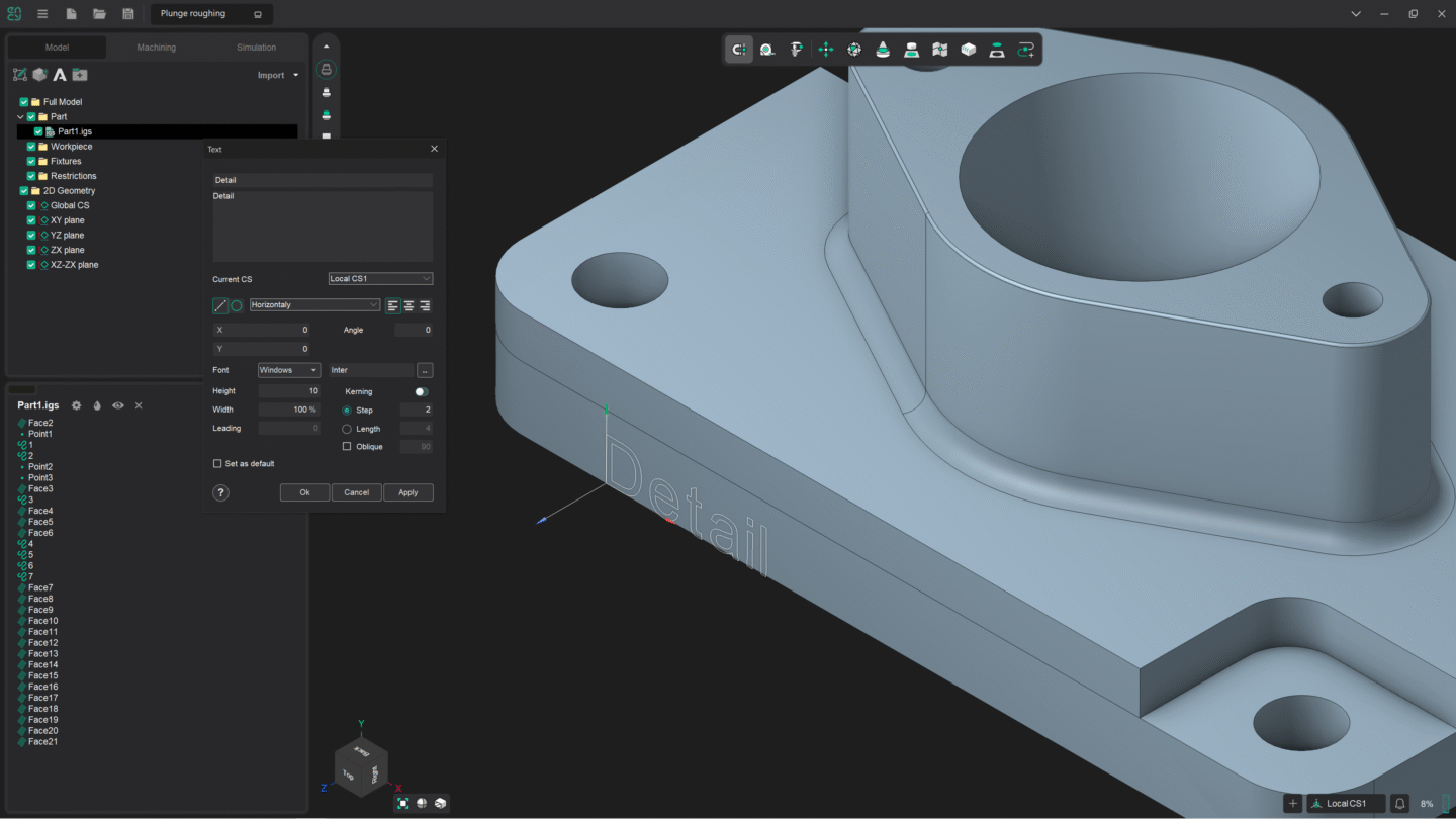A 3D model of a mechanical component is displayed in software.