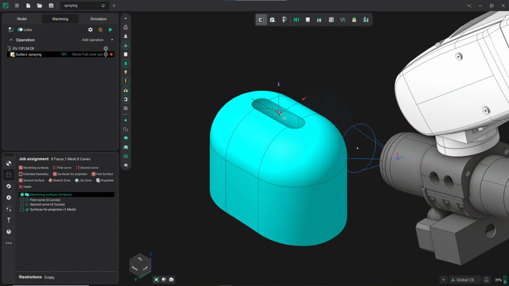 A 3D modeling software interface displaying a turquoise object.