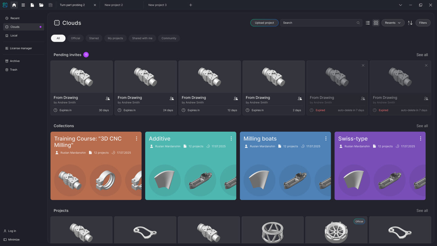 The homepage displays various 3D models organized by category.
