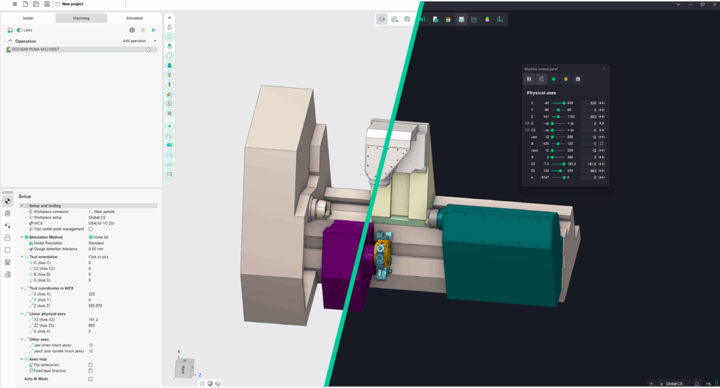 A design interface split between light and dark themes.