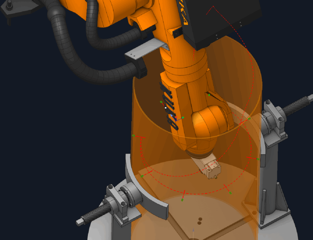 A robotic arm uses a collision avoidance algorithm to maneuver safely.