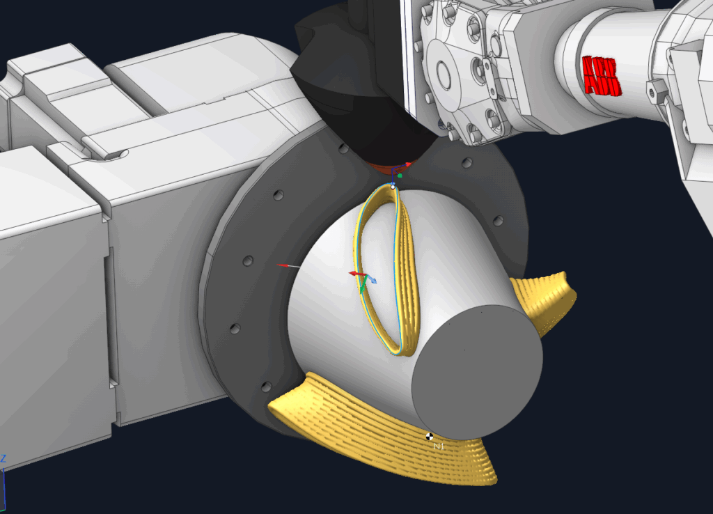 A robotic arm sorts a non-planar object in a 3D model.