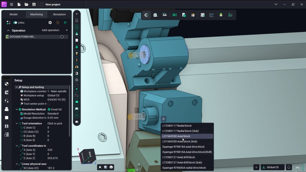 Detailed view of tool assemblies in a technical software interface.