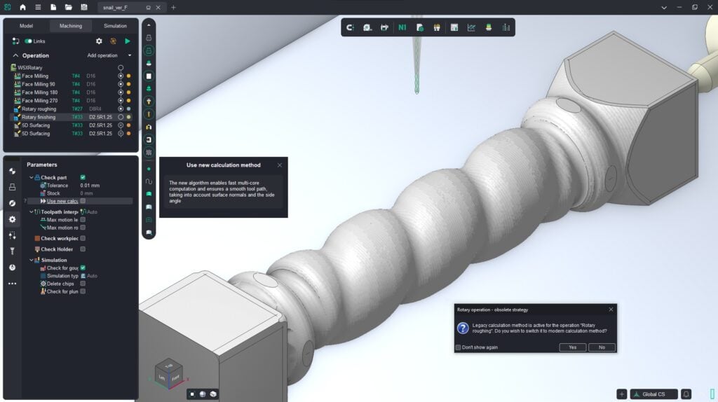 New algorithm for Rotary machining calculation