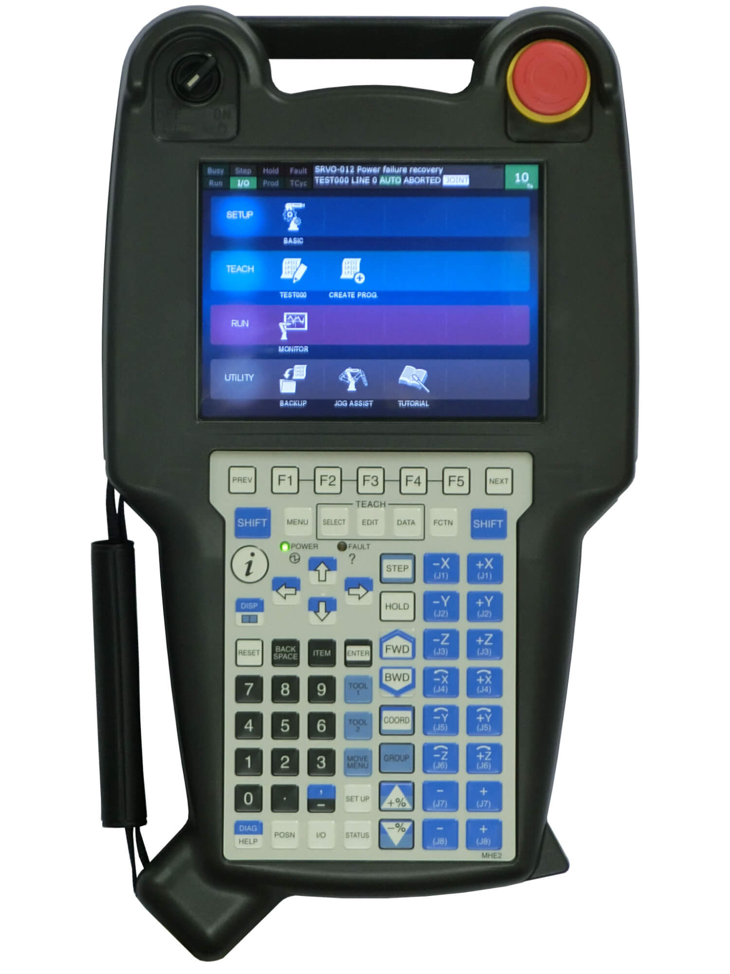 FANUC iPendant highlighting the raised physical keys and triggers
