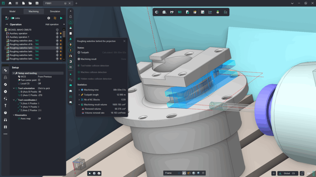 ENCY 2.9 Material statistics for the machining result