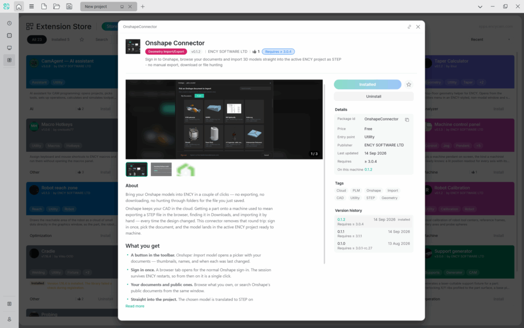 From Onshape Directly to ENCY: Fewer Steps from Cloud CAD to CAM