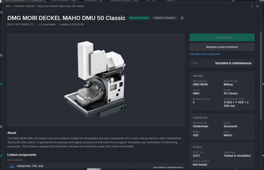 ENCY 3.0 Digital Machine Center — search by machine, controller, and component type