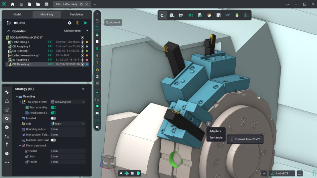 ENCY 3.0 Tool Assemblies — building holders, adapters, and cutting components in the 3D environment